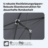 Sekey, 200x125 cm Rectangular Balcony Parasol, with Protective Cover, Sun Protection UV 50+